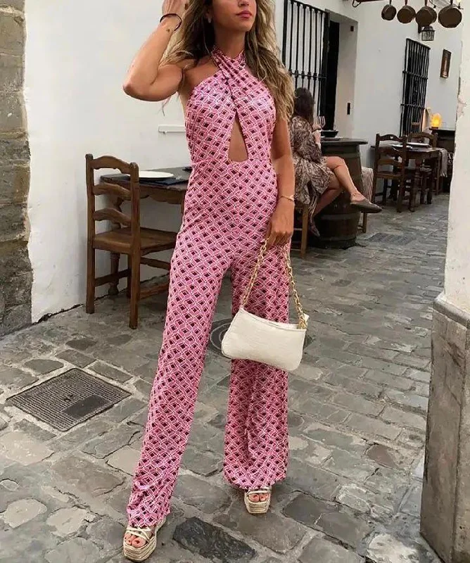 Fashion Design Simona Abstract Holiday Jumpsuit