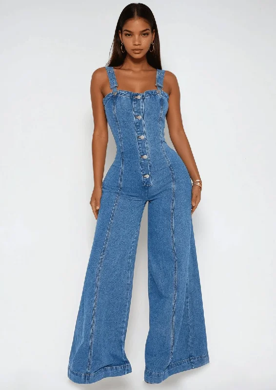 Trendy Items Sleeveless Denim Jumpsuit