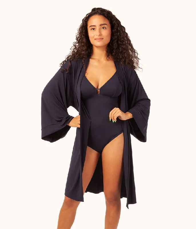 Single-shoulder Neck Design The All-Day Robe: Midnight Navy