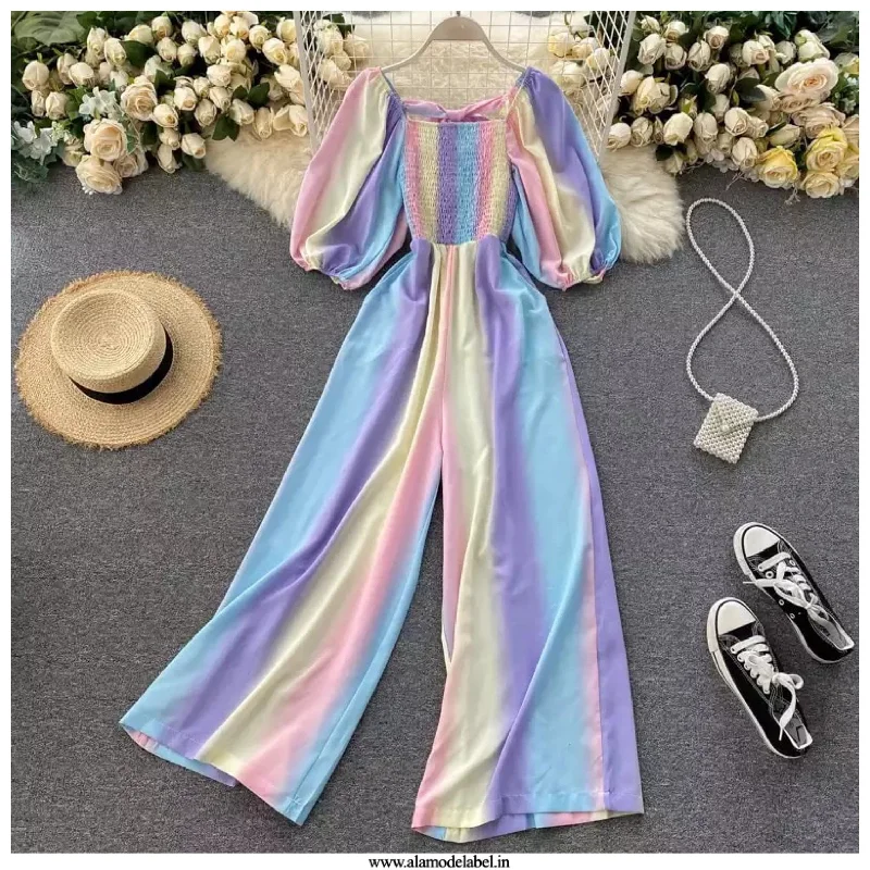 Single-shoulder Neck Design The Rainbow Jumpsuit