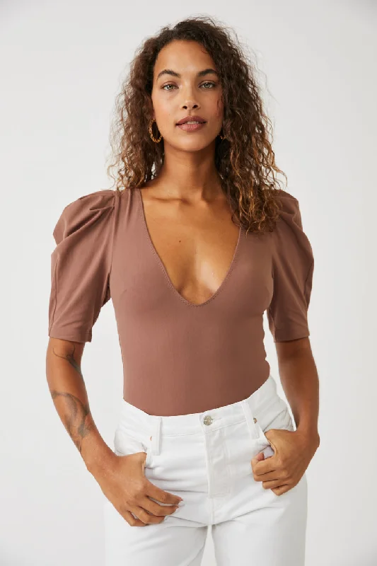 Chic Lounge Free People Va Va Voop Bodysuit in Java