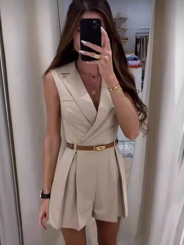 High-end Design Vaco Statement Romper with belt