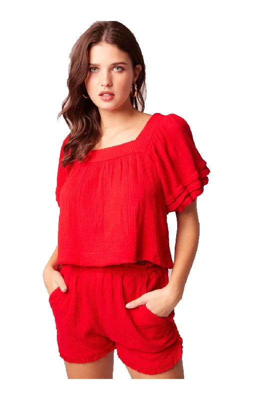 Modern Chic Band Of Gypsies Wild World Top In Strawberry