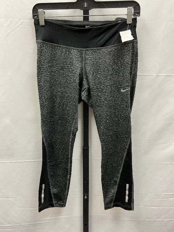 Personalized Design Black & Grey Athletic Leggings Capris Nike Apparel, Size S