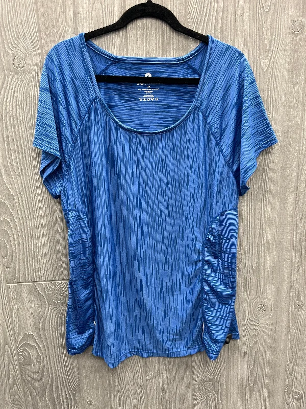 Youthful Vitality Athletic Top Short Sleeve By 90 Degrees By Reflex In Blue, Size: 2x