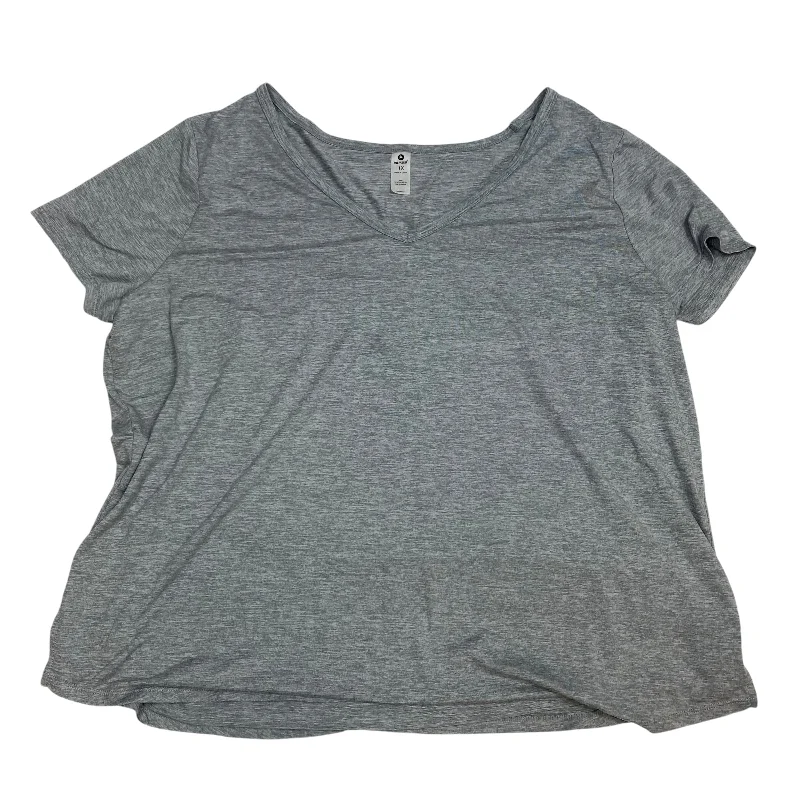 Youthful Street Fashion Athletic Top Short Sleeve By 90 Degrees By Reflex In Grey, Size: 1x