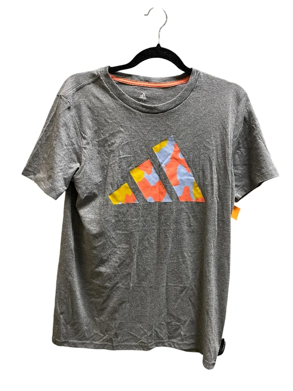 Cozy Fashions Athletic Top Short Sleeve By Adidas In Grey, Size: Xl