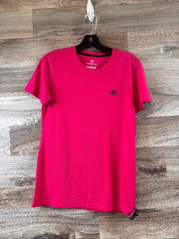 Classic Style Athletic Top Short Sleeve By Adidas In Pink, Size: S