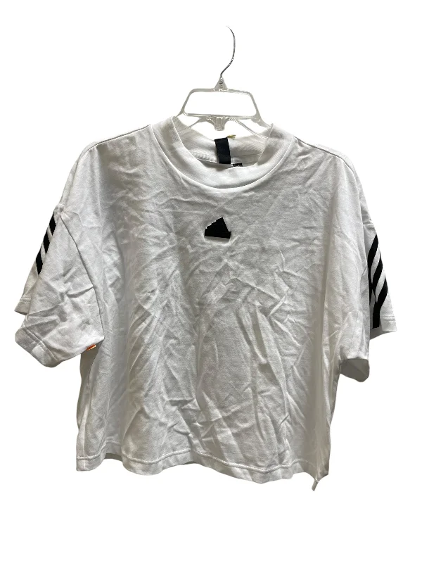 Weekend Comfort Wear Athletic Top Short Sleeve By Adidas In White, Size: L