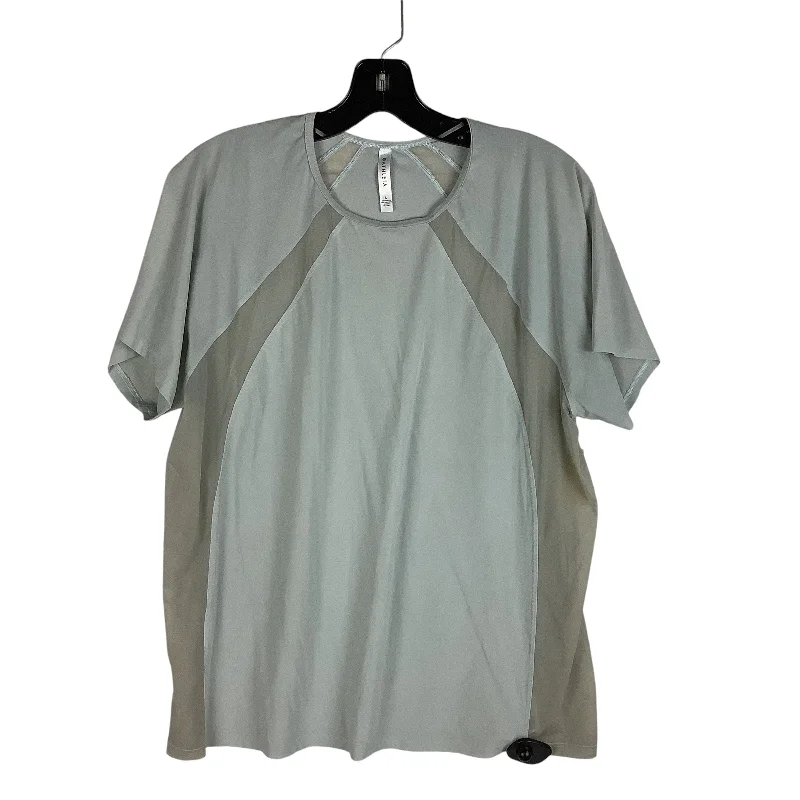 Fashion Design Athletic Top Short Sleeve By Athleta In Grey, Size: L
