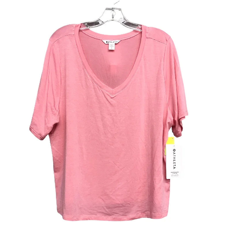Casual Elegance Athletic Top Short Sleeve By Athleta In Peach, Size: L