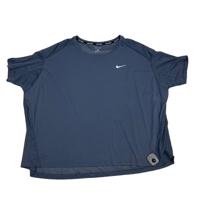Luxury Style Athletic Top Short Sleeve By Nike Apparel In Grey, Size: 3x