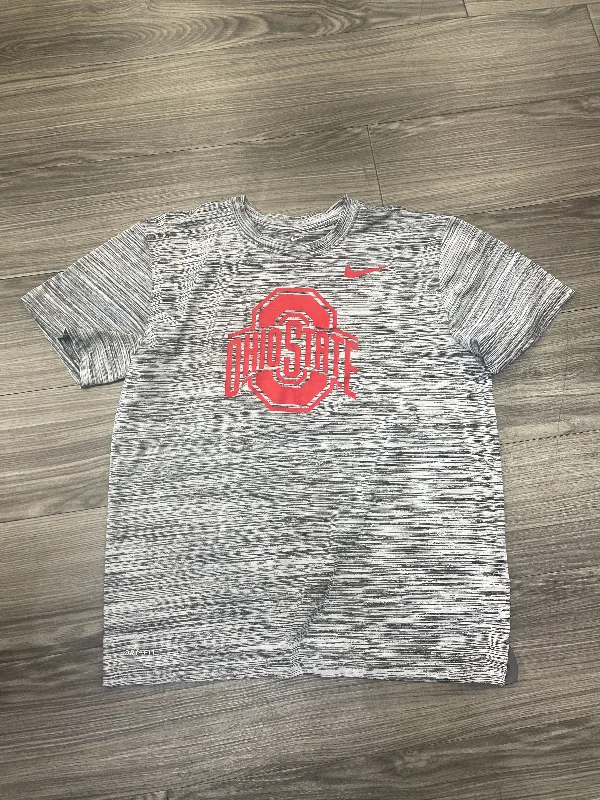 Short Design Athletic Top Short Sleeve By Nike In Grey, Size: L
