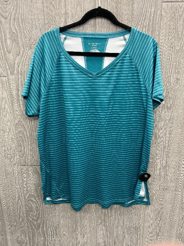 Retro Prints Athletic Top Short Sleeve By Tek Gear In Green, Size: 1x