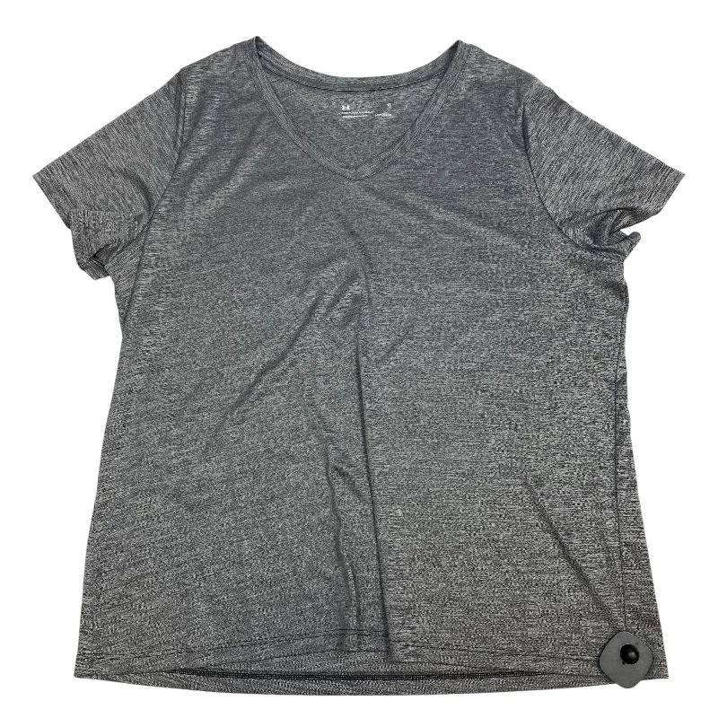 European And American Style Athletic Top Short Sleeve By Under Armour In Grey, Size: 1x