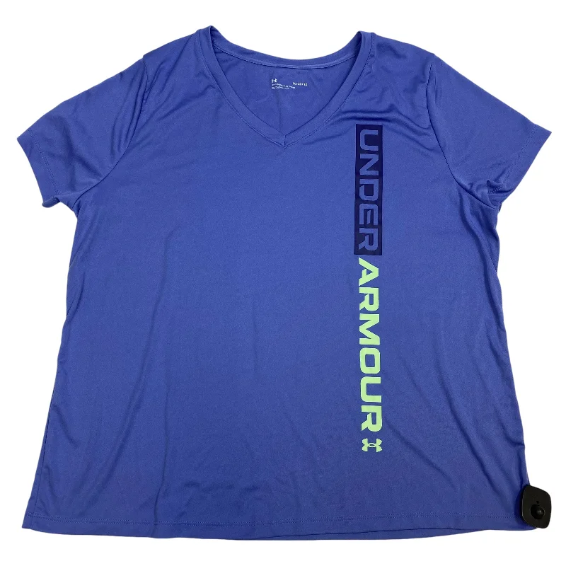 Sports Design Athletic Top Short Sleeve By Under Armour In Purple, Size: 1x