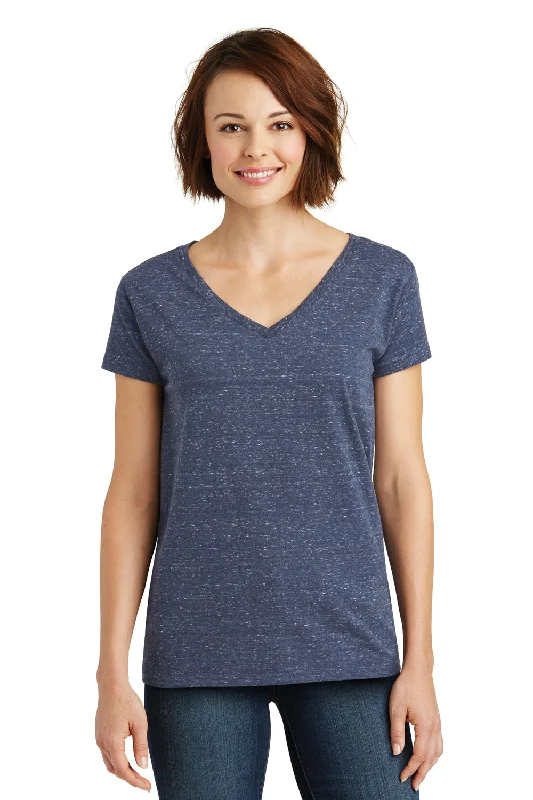 Comfortable Wear District Womens Cosmic Short Sleeve V-Neck T-Shirt - Navy Blue/Royal Blue - Closeout