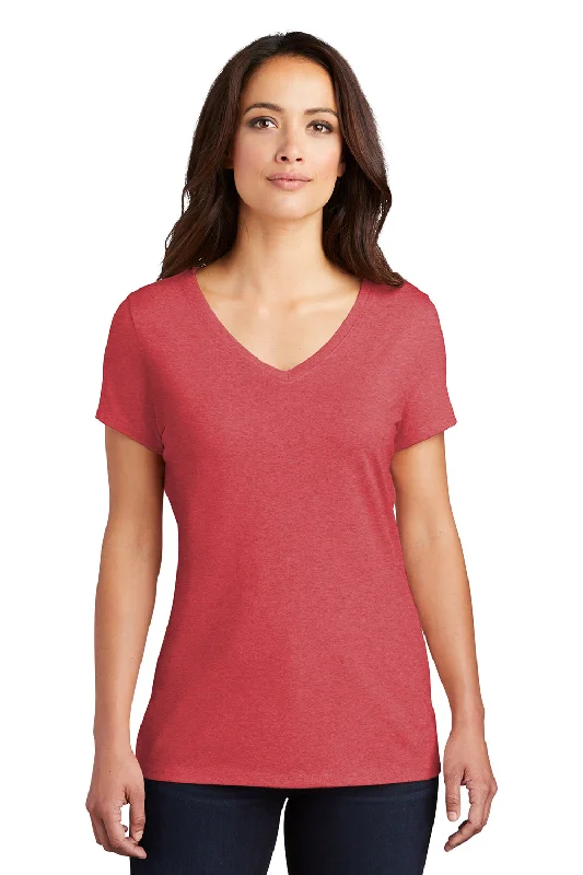 Comfy Chic District Womens Perfect Tri Short Sleeve V-Neck T-Shirt - Red Frost