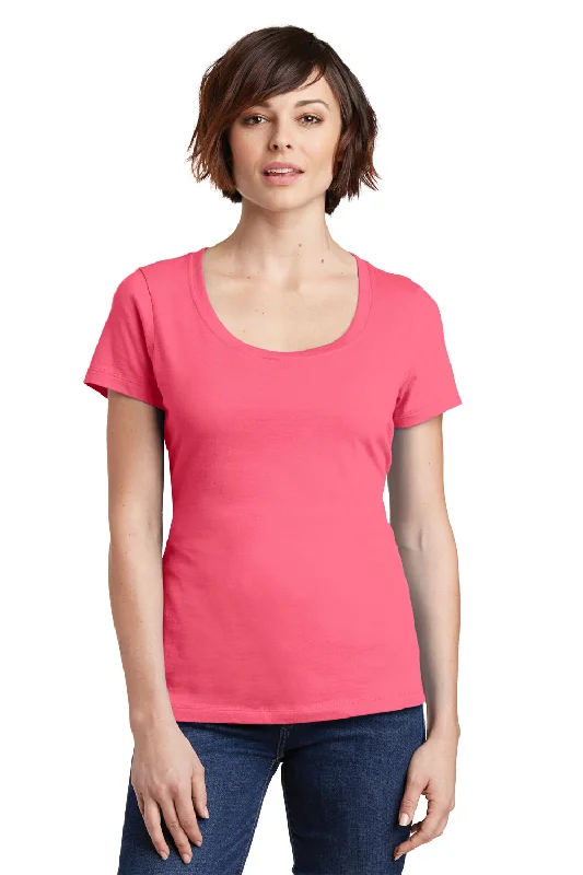 Comfortable Jeans District Womens Perfect Weight Short Sleeve Scoop Neck T-Shirt - Coral - Closeout Comfortable Jeans District Womens Perfect Weight Short Sleeve Scoop Neck T-Shirt - Coral - Closeout