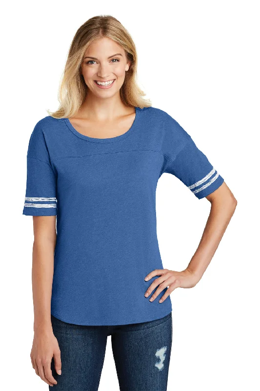 Noble And Elegant District Womens Scorecard Short Sleeve Crewneck T-Shirt - Heather True Royal Blue/White - Closeout