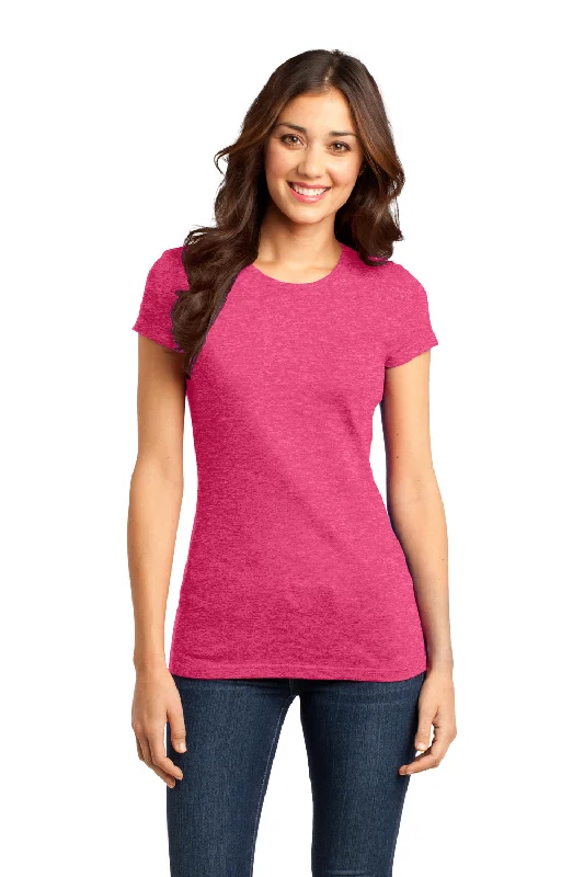 Autumn Selection District Womens Very Important Short Sleeve Crewneck T-Shirt - Heather Watermelon Pink - Closeout
