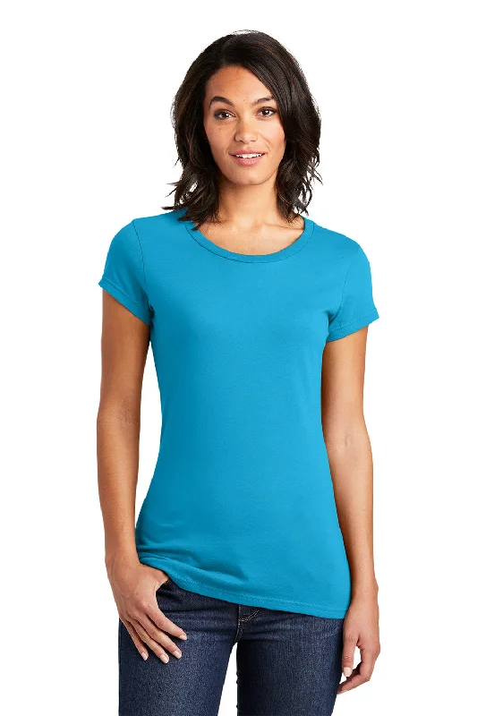 Elegant Temperament District Womens Very Important Short Sleeve Crewneck T-Shirt - Light Turquoise Blue