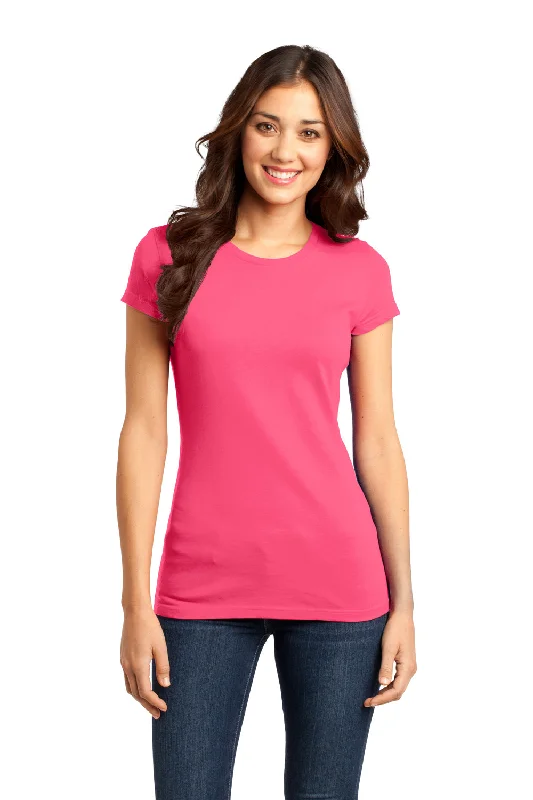 Fashion Elements District Womens Very Important Short Sleeve Crewneck T-Shirt - Neon Pink - Closeout