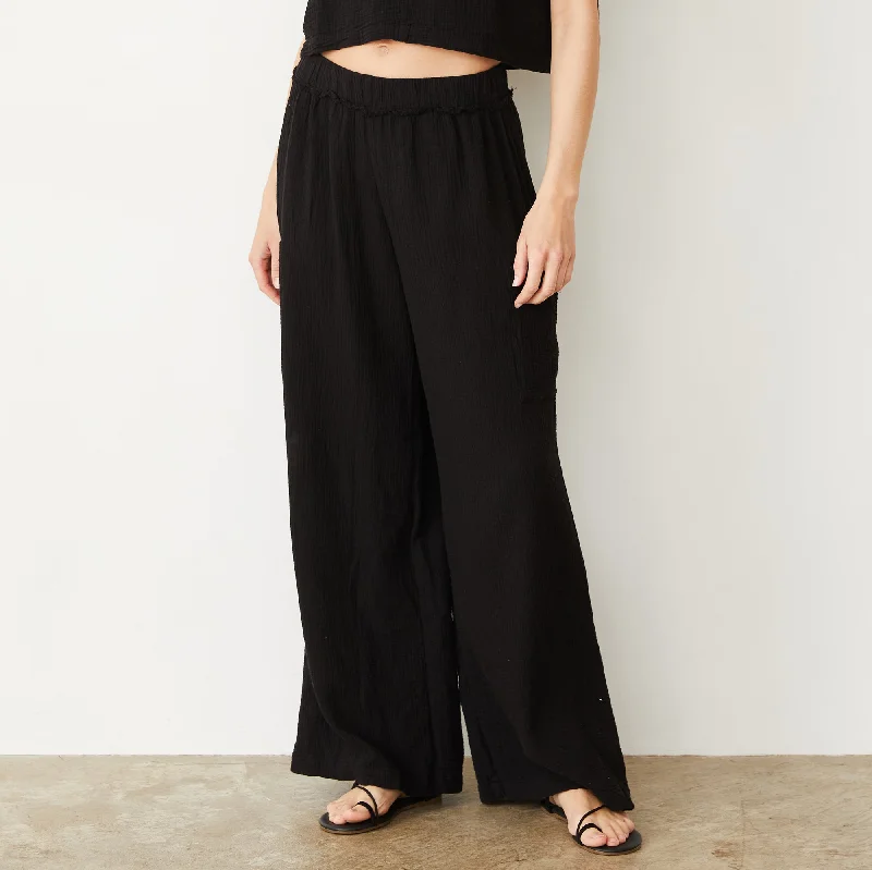 Casual Chic Gauze Wide Leg Cargo