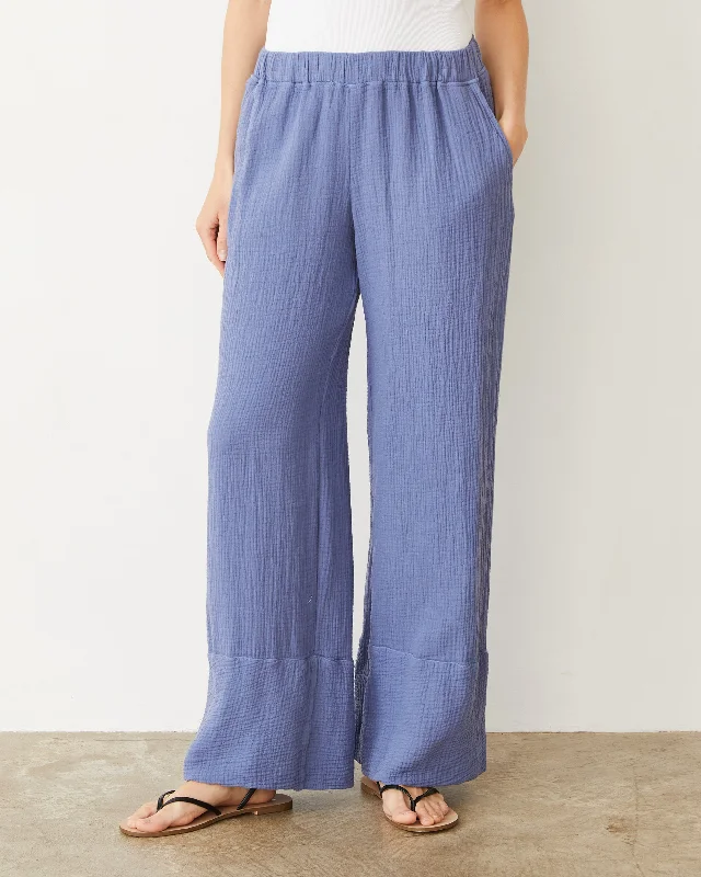 Celebrity Style Cotton Gauze Wide Leg Pant