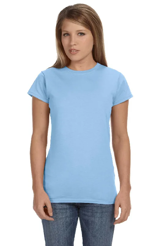 High-end Fashion Gildan Womens Softstyle Short Sleeve Crewneck T-Shirt - Light Blue