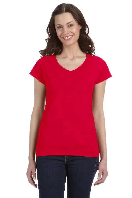 British Style Gildan Womens Softstyle Short Sleeve V-Neck T-Shirt - Cherry Red