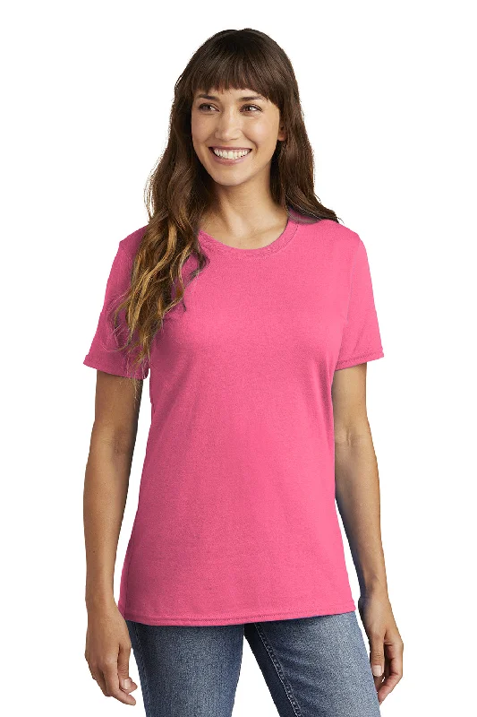 Bottom And Versatile Port & Company Womens Core Short Sleeve Crewneck T-Shirt - Neon Pink