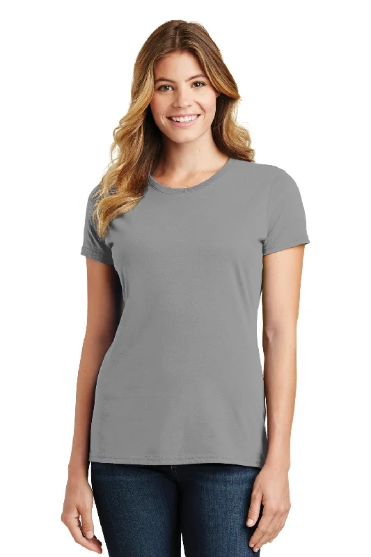 Slim Fit Port & Company Womens Fan Favorite Short Sleeve Crewneck T-Shirt - Medium Grey - Closeout