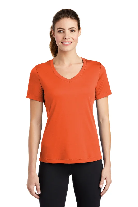 Easy Chic Sport-Tek Womens Competitor Moisture Wicking Short Sleeve V-Neck T-Shirt - Deep Orange - Closeout