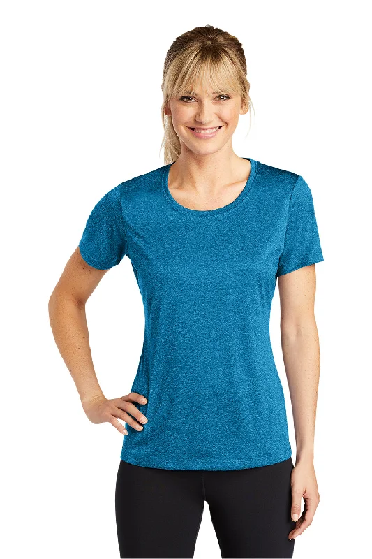 Relaxed Wear Sport-Tek Womens Contender Heather Moisture Wicking Short Sleeve Crewneck T-Shirt - Heather Blue Wake