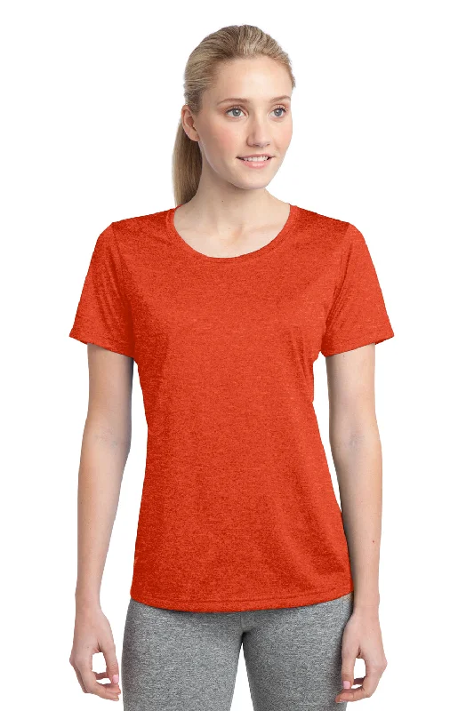 Lounge Wear Sport-Tek Womens Contender Heather Moisture Wicking Short Sleeve Crewneck T-Shirt - Heather Deep Orange - Closeout