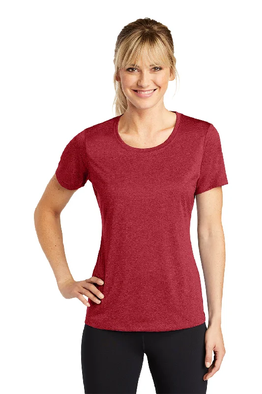 Elegant Comfort Sport-Tek Womens Contender Heather Moisture Wicking Short Sleeve Crewneck T-Shirt - Heather Scarlet Red