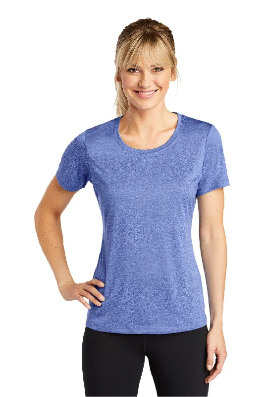Personal Charm Sport-Tek Womens Contender Heather Moisture Wicking Short Sleeve Crewneck T-Shirt - Heather True Royal Blue