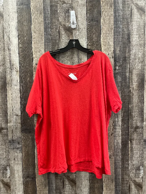Loose Fit Top Short Sleeve Basic By Ava & Viv In Red, Size: 2x