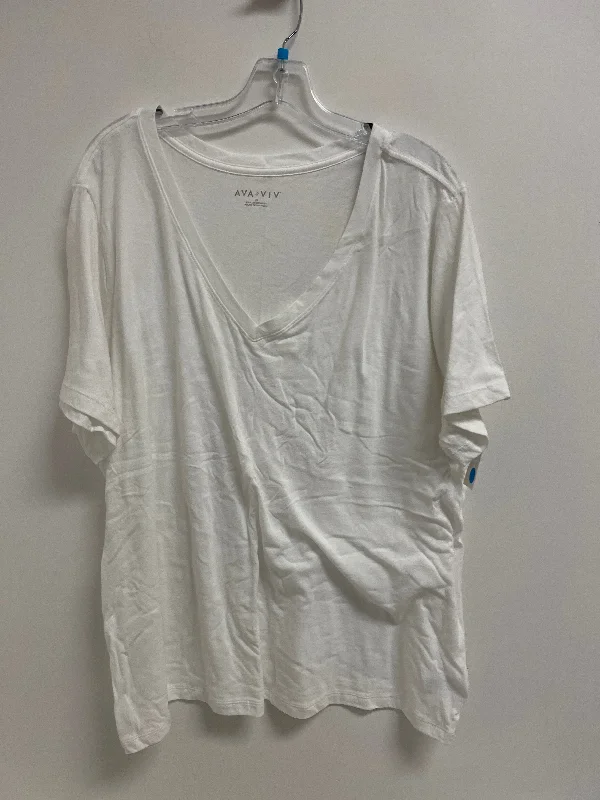 Trendy Wear Top Short Sleeve Basic By Ava & Viv In White, Size: 2x