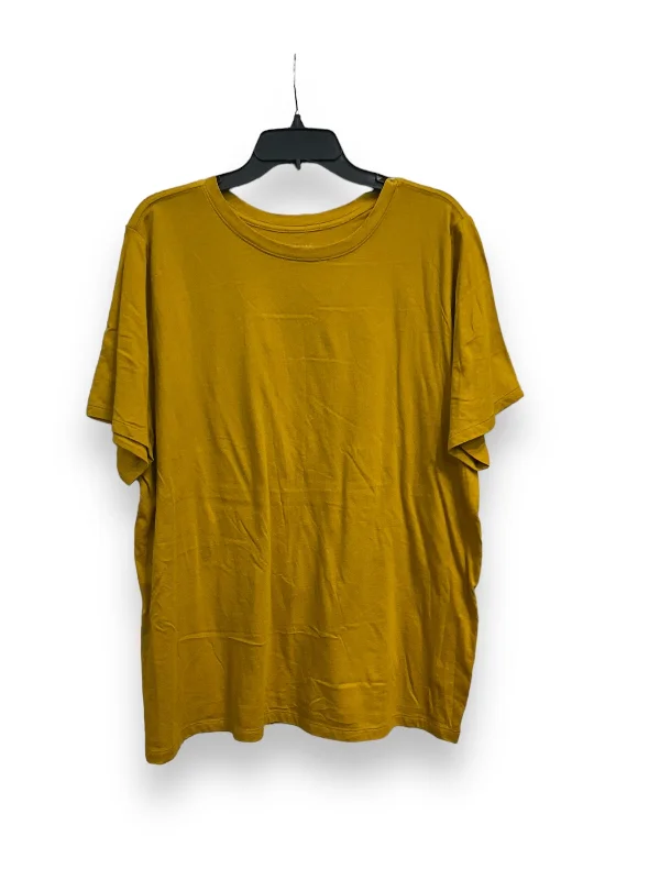 Casual Elegance Top Short Sleeve Basic By Ava & Viv In Yellow, Size: 1x