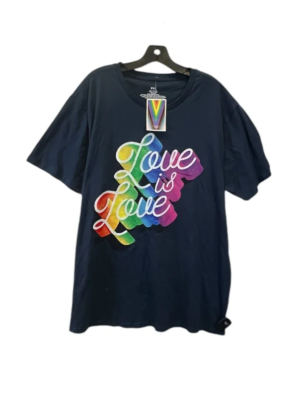 Comfortable Wear Top Short Sleeve Basic By Love is Love In Rainbow Print, Size: 2x