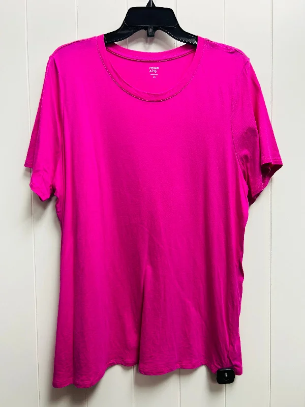 Simple Matching Top Short Sleeve Basic By Crown And Ivy In Pink, Size: 3x