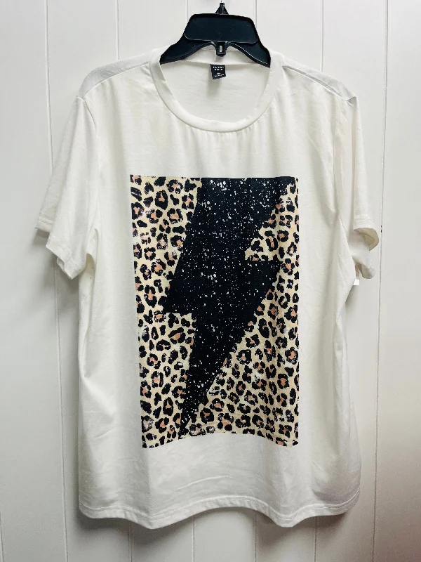 Cozy Fit Top Short Sleeve Basic By EMERY ROSE In Black & Tan, Size: 2x