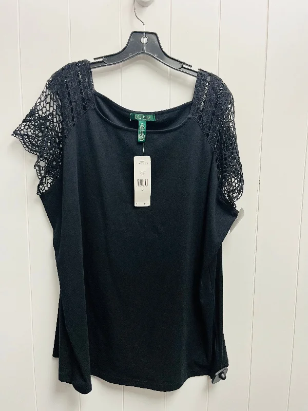 Dressing Tips Top Short Sleeve Basic By Lauren By Ralph Lauren In Black, Size: 3x