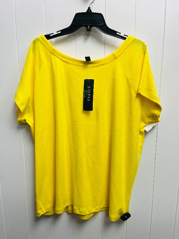Quality Tailoring Top Short Sleeve Basic By Lauren By Ralph Lauren In Yellow, Size: 3x