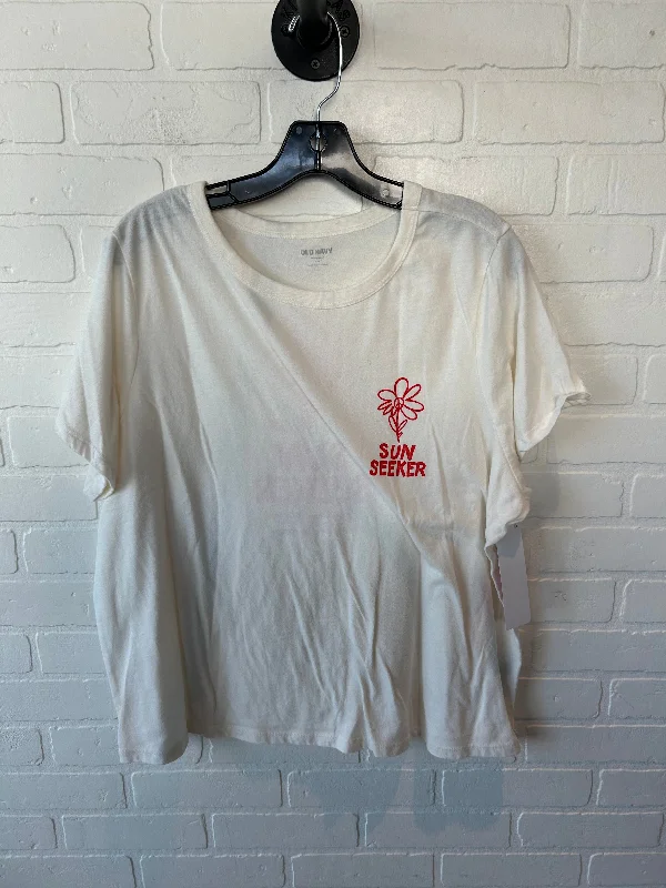 Effortless Style Top Short Sleeve Basic By Old Navy In Cream & Red, Size: Xxl