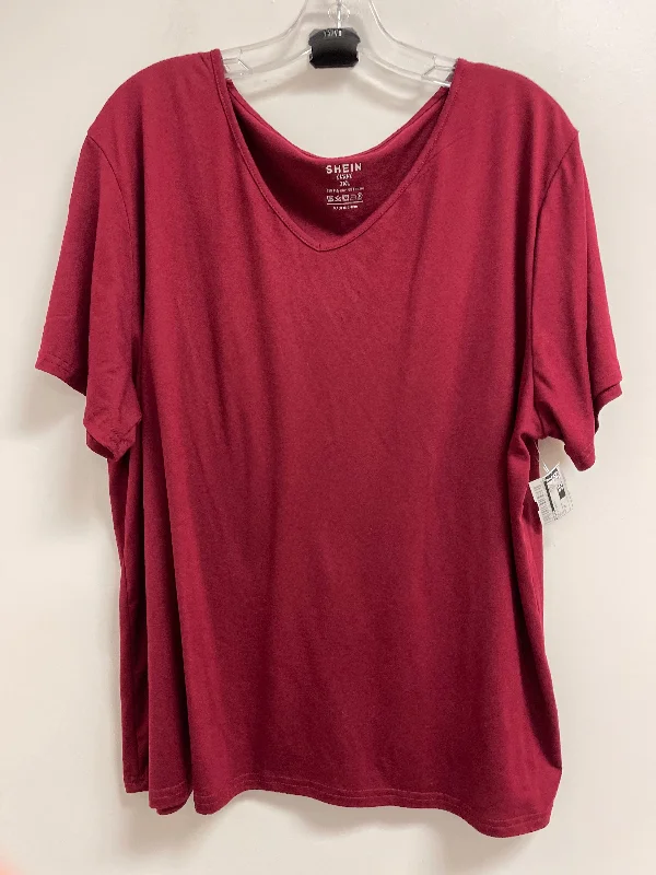 Summer Selection Top Short Sleeve Basic By Shein In Red, Size: 3x