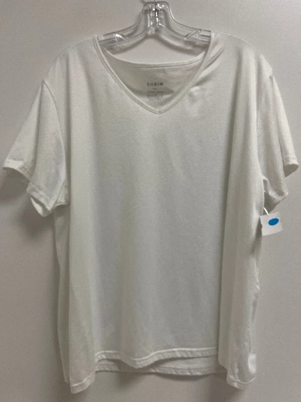 Preview New Products Top Short Sleeve Basic By Shein In White, Size: 3x