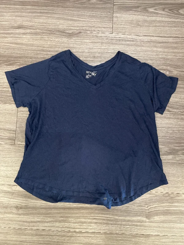 Casual Fit Top Short Sleeve Basic By Terra & Sky In Blue, Size: 2x